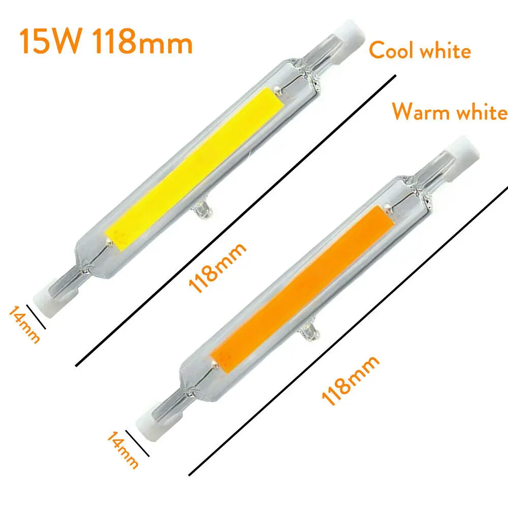 15W J118 118mm 15x R7s светодиодный прожектор 78 мм 118 мм 12 Вт 15 Вт 25 Вт затемнения COB керамическая лампа стеклянная трубка лампа галогенная на замену Bombillas - Испускаемый цвет: 15W J118 118mm
