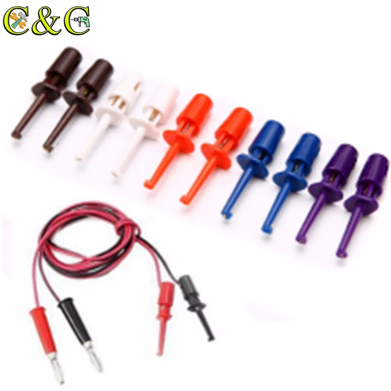 10pcs Multimeter Wire Lead Test Hook Clip Electronic Mini Test Probe font b Set b font