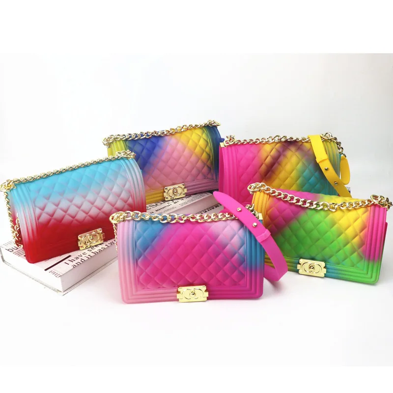 

Fashion Mixed Color Matte Pastel Jelly Chain Ladies Shoulder Colorful Crossbody Bag