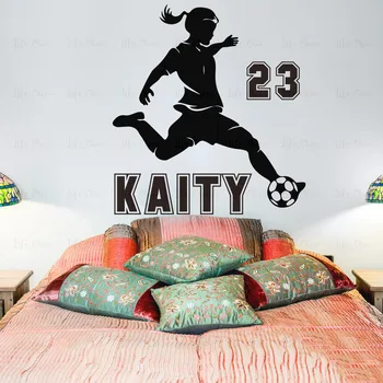 

Personalized Soccer Girl Name Wall Sticker Baby Nursery Girl Room Custom name Football Player Wall Decal Kids Room Vinyl Decor