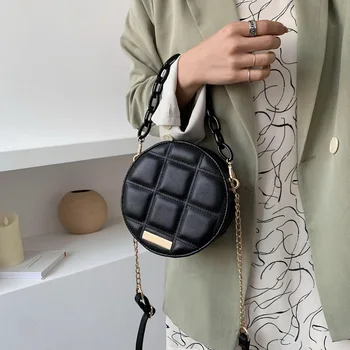

Quilted Shoulder bags Luxury Handbag Round Women Bags Designer Diamond Lattice Acrylic Chain Tote Circular Crossbody Bolsa Mujer
