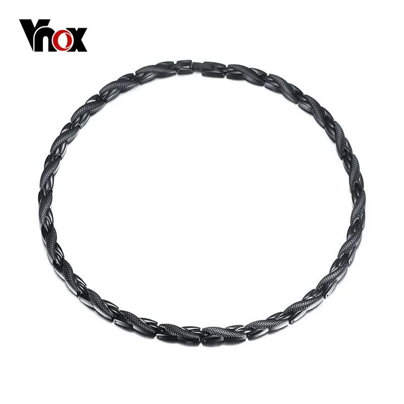 black color Vnox 19 дюймов энергии Исцеление магнитное ожерелье магнит из Германия инфракрасный камень мужские ювелирные изделия черное золото - Окраска металла: black color