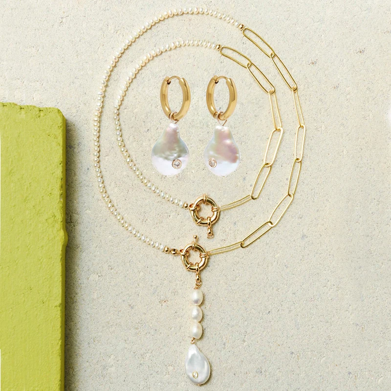 Sautoir femme длинное ожерелье из пресноводного жемчуга женское ювелирное жемчужное колье-чокер cadenas de acero inoxidable para mujer массивное ожерелье