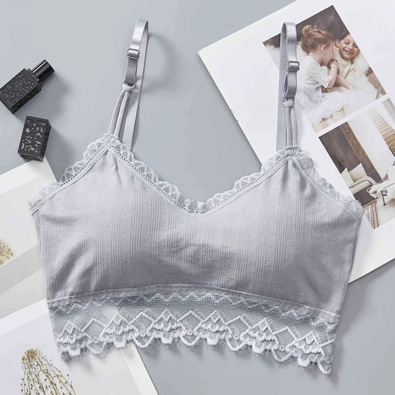 Sexy Sports Bra Push Up Solid Color Wire Free Stretchy Bralette Lace Stitching No Steel Ring Fitness hot sale | Женская одежда