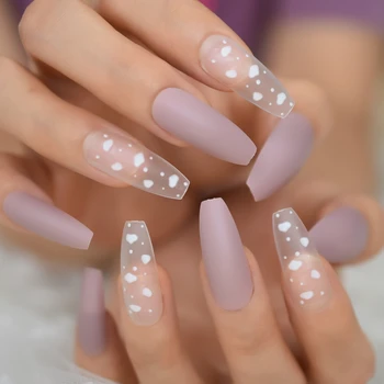 

Matte Cloudy Ballerina Faux Ongles Long Cream Pink False Nails Cloud Pattern Fashion Predesigned Nail Tips 28 CT