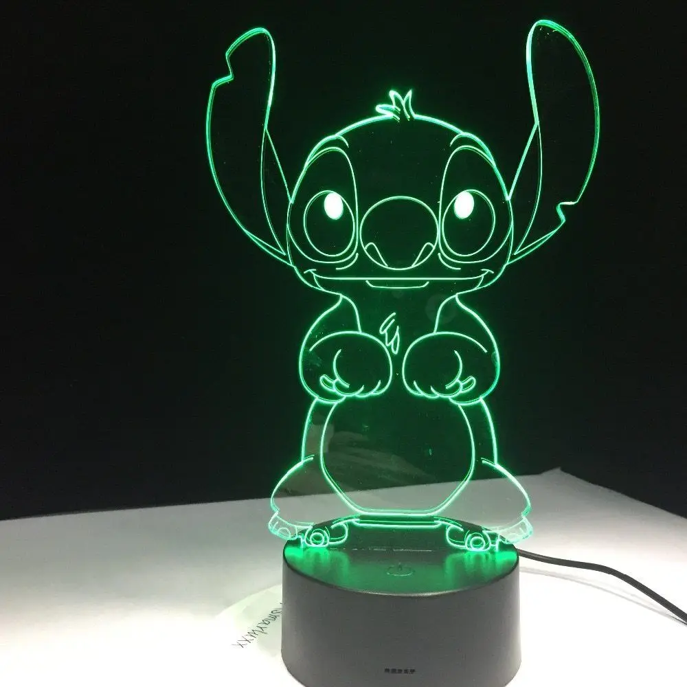 Модный бренд, новинка, креативный 3D светильник в виде стежка из мультфильма для спальни, настольный ночник, акриловая панель, кабель USB, 7 цветов