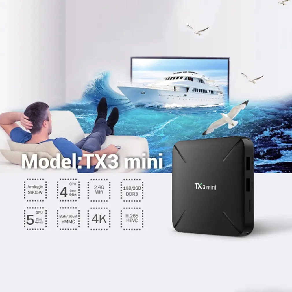 Мини Android 7,1 Smart tv BOX 1 ГБ 8 ГБ Amlogic S905W четырехъядерный телеприставка H.265 4K Full HD двойной WiFi медиаплеер