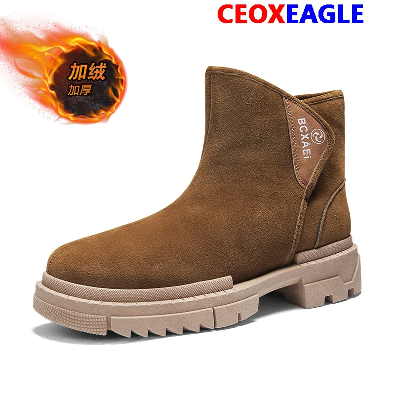 2020 Stivali Invernali Da Uomo Stivali Da Neve Caldi In Peluche Da Uomo Stivali Chelsea Da Lavoro Resistenti All'Usura Scarpe Da Uomo Casual Tenere Al