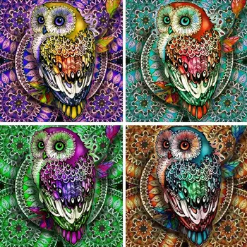 

4 Pack Owl 5D DIY Diamond Painting Kits Full Drill Rhinestone Embroidery Cross Stitch Home Decor