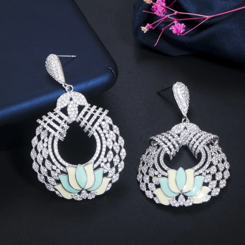 ThreeGrace Luxury Cubic Zirconia White Gold Color Long Dangle Drop Earrings for Women Fashion Daily Party Dress Jewelry ER400