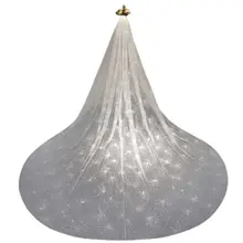 Однослойная женская свадебная вуаль в пол со шлейфом для собора романтическая блестящая повязка на голову с расческой