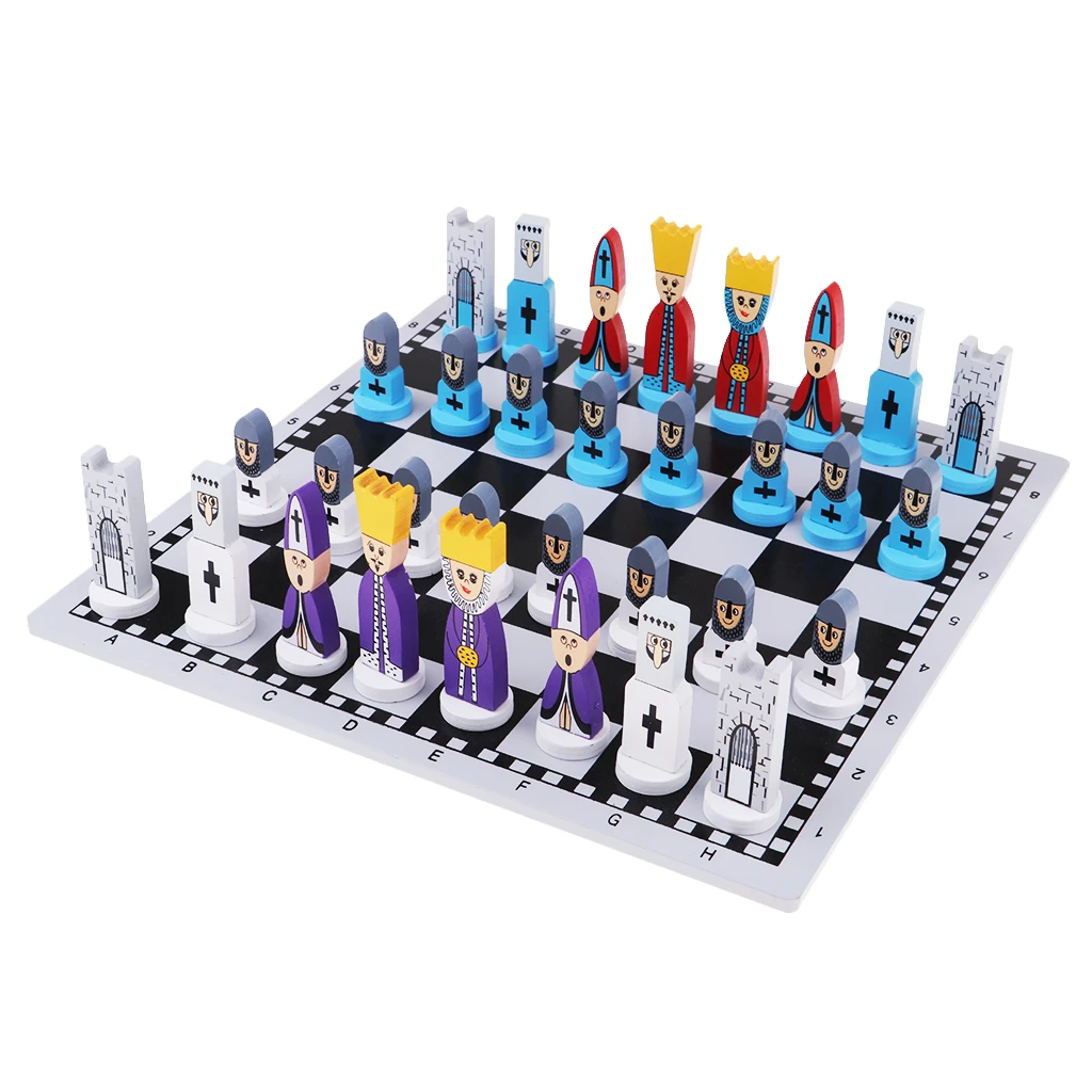 Cartoon Chessman Wooden Chess Set Game Of International Chess Folding Chessboard And Chess Pieces Souptoy Toy Birthday Gift Game