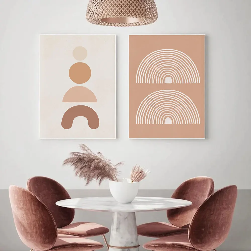 

Posters and Prints Abstract Burnt Orange Wall Art Canvas Painting Terracotta Rainbow Minimalist One Line Drawing Home Wall Decor