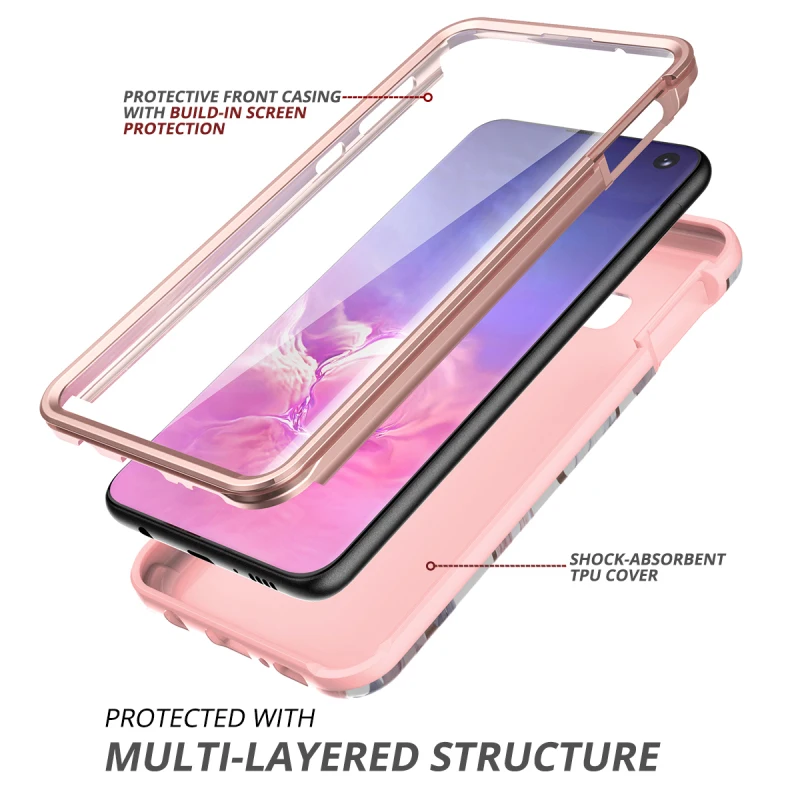 2 в 1, мягкий чехол для samsung Galaxy S9 S10 Plus, полный Чехол, защита экрана, противоударный чехол для samsung S10e A50 Note 9 10 plus