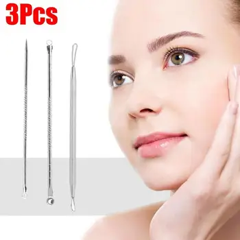 

3Pcs Blackhead Pimple Acne Remover Tool Spoon for Face Cleaning Skin Care Acne Tweezers Blemish Extractor Needle
