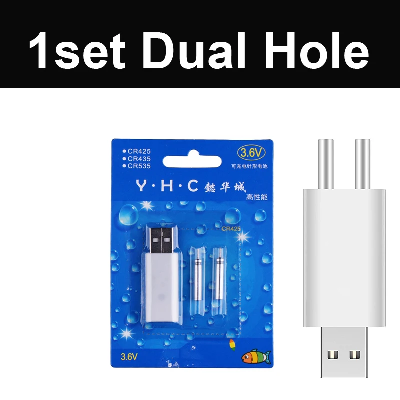 2 hole charger set JIGEECARP электронный поплавок для рыбалки светодиодный перезаряжаемый CR425 комплект с батареей USB зарядное устройство устройства рыболовные поплавок аксессуары - Цвет: 2 hole charger set