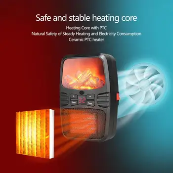 

400W Mini Portable Ceramic Heater Remote Control Electric Hot Fan Home Winter Warmer Appliances with Flame Night Light