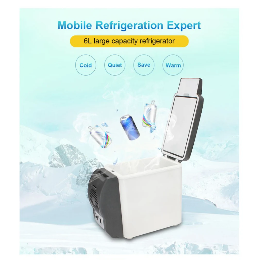 12V 6L Car Refrigerator Auto Mini Fridge Refrigerators Freezer Cooling/Warmer Box Frigobar Food Fruit Storage Fridge Compressor