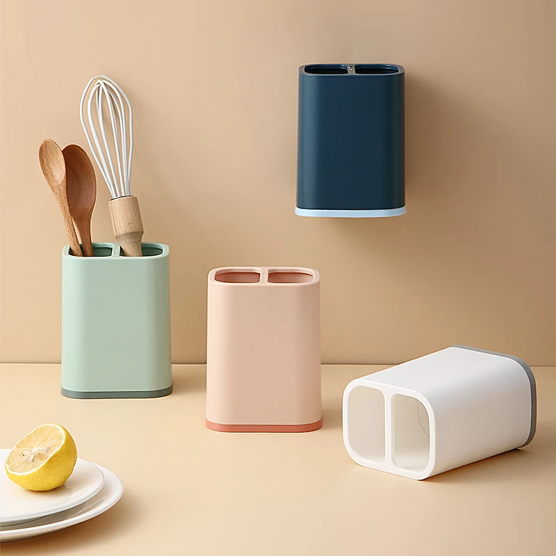 

045 Kitchen Double lattice knife and fork chopsticks cage tableware storage box Chopstick Drain Rank Plastic Shelving