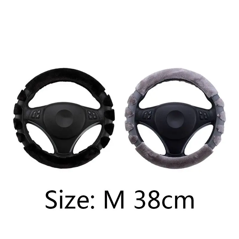 black 38cm Универсальный осенне-зимний нескользящий чехол Stuurwiel, нескользящий чехол на руль с 3D дизайном, подходит для большинства автомобилей - Название цвета: black 38cm