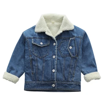 

Girls' denim lambswool coat children's winter children's big lambs wool thickened foreign tops