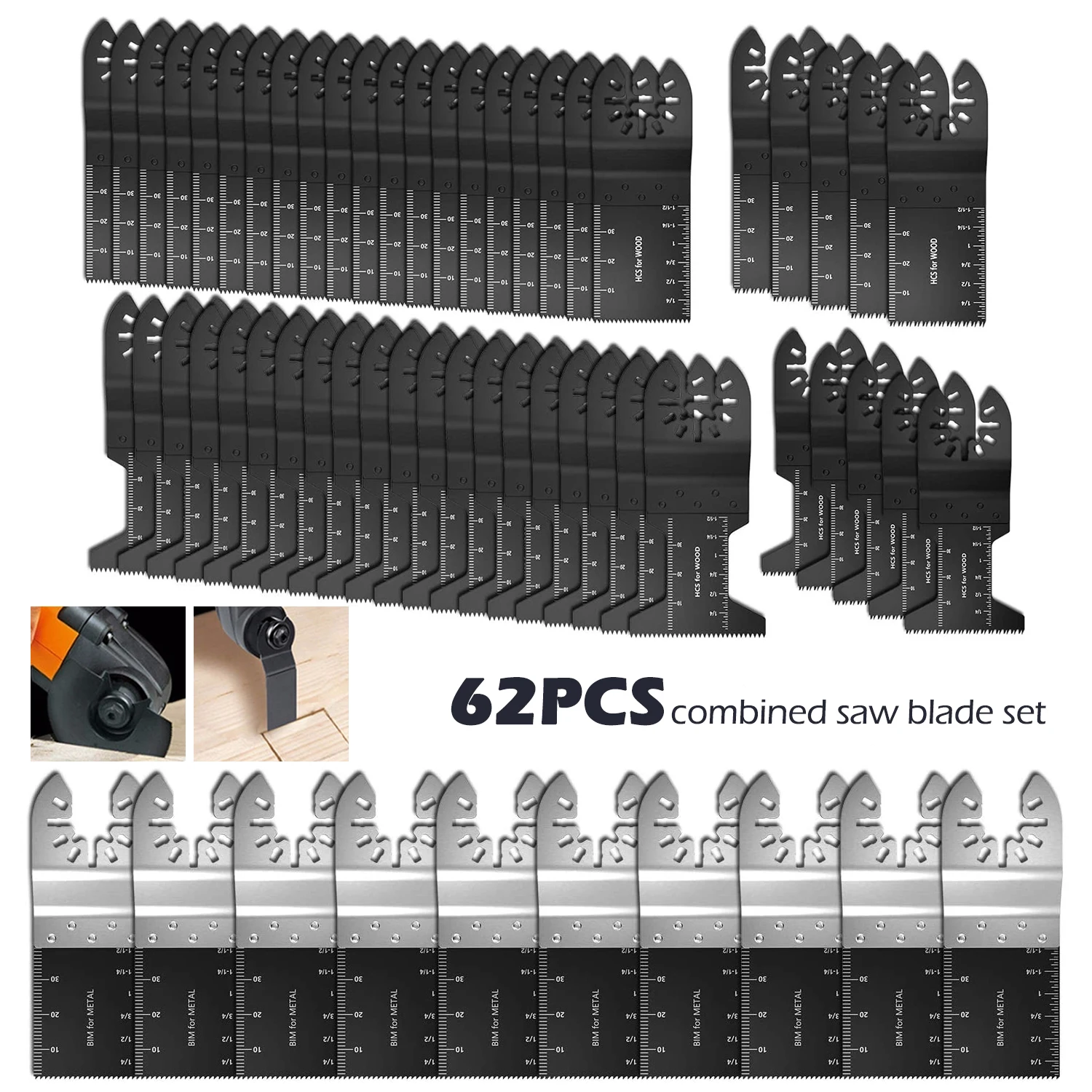 

62pcs Multi-Function Bi-metal Precision Saw Blades Oscillating Blade Multi Wood Cutting Kit Chipboard Tool Circular Saw Blade