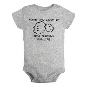 

Father and Daughter Best Friends for Life Cartoon Funny Mini Me Baby Girl Boys Clothes Short Sleeve Romper Jumpsuit Outfits Gift