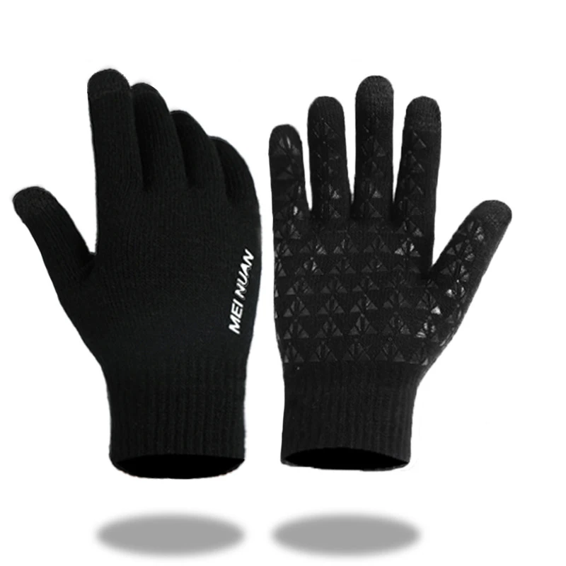 Велосипедные зимние теплые перчатки для женщин и мужчин с сенсорным экраном, уличные спортивные перчатки для езды на велосипеде, вязаные перчатки
