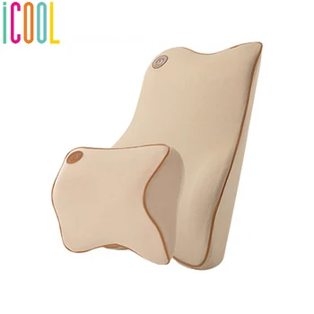 

2Pcs Memory Foam Car Multi Color Headrest Pillow Seat Supports Sets Back Cushion Adjustment Neck Rest Lumbar Pillows Universal