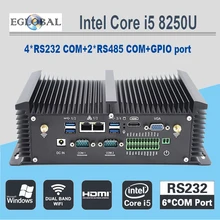 Промышленный мини-ПК без вентилятора i7 8550U i5 8250U четырехъядерный процессор 2* DDR4 2* COM Windows 10 Pro Linux прочный Настольный компьютер VGA HDMI WiFi