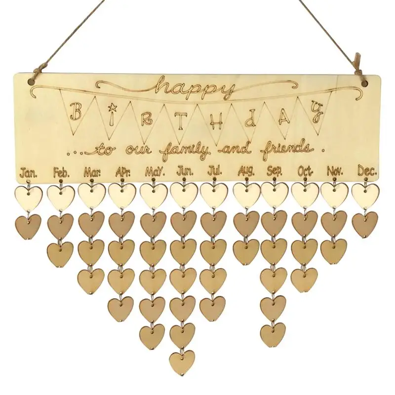 

Happy Birthday Letter Hanging Wooden Plaque Board Festival Birthday Reminder DIY Calendar Gift for Home Party Decoration