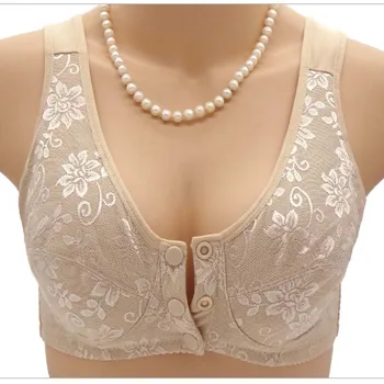 

Plus Size 38-44 B C D Cup Women Wire Free Bras Woman Mother Lingerie Lace Front Close T-Back Bra Lady Wireless Lingerie