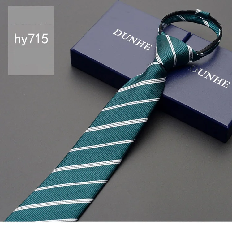 Высокое качество новые дизайнерские бренды модные деловые повседневные 7 см тонкие галстуки для мужчин полосатый синий на молнии галстук с подарочной коробкой