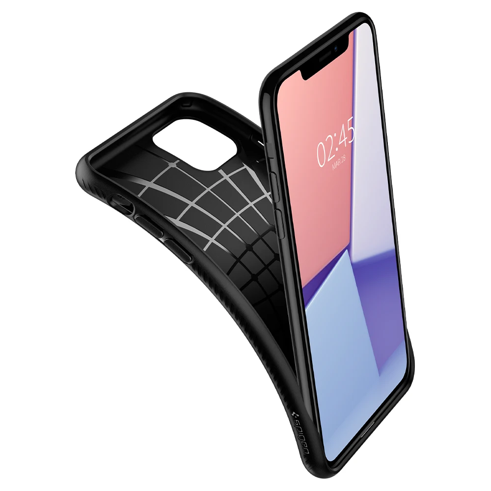 Spigen Liquid Air Series плетение гибкий, мягкий, полиуретановый Противоскользящий легкий матовый черный бронированный чехол для iPhone 11