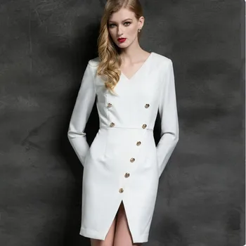 

Female Mini Dress Work Wear Classic Women Slim Sexy Slim Korean Style Vestido Femme Office Lady White Autumn Pencil Dress Party