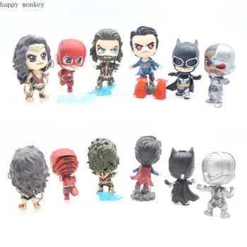 

6pcs/set DC Justice League PVC Figures Toys Superman Batman Wonder Woman The Flash Aquaman Cyborg 10-12cm