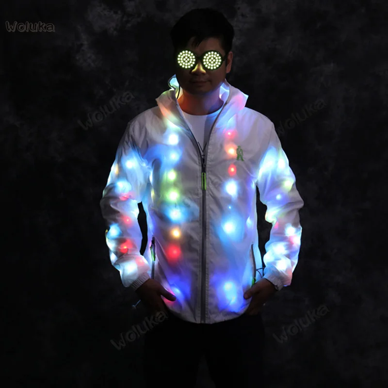 Светодиодная светящаяся одежда сетчатая Красная парная куртка Повседневная