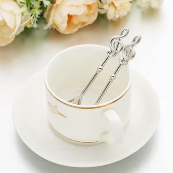

2Pcs/Pair Metal Coffee & Tea Spoon Music Symbol Long Handle Creative Spoon Drinking Tools Kitchen Gadget Flatware Tableware