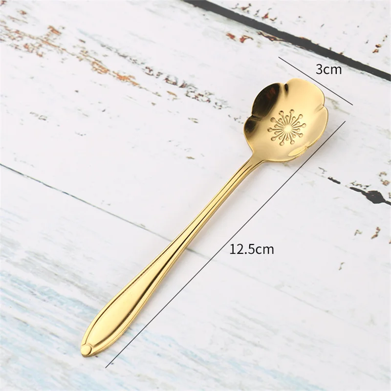 1 шт. креативная ложка из нержавеющей стали в форме цветка серебряная золотая