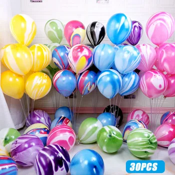 

30 Pcs Balloons Marble Agate Decoration Mix Color for School Introduction Birthday Party BV789