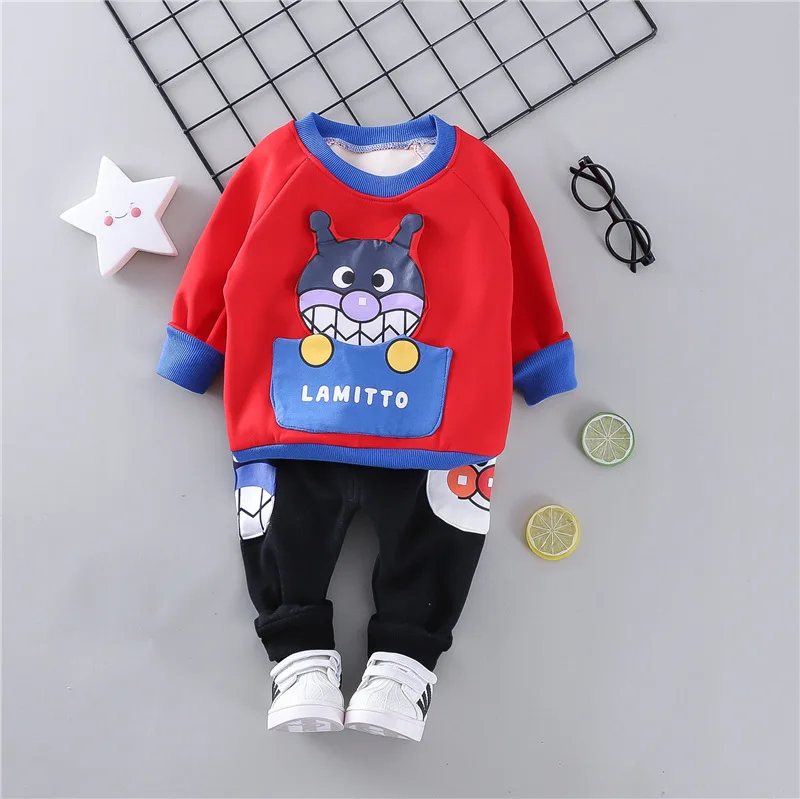 

Childrenswear Autumn And Winter New Style Medium-small Children 0-4-Year-Old Two Piece Set Baby plus Velvet Hoodie Suit Children
