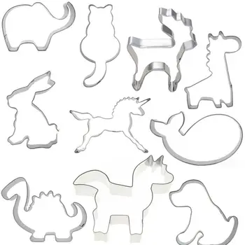 10pcs Biscuit Molds for Cookies Press Cutters Set in Animal Shapes Dog,Elephant,Rabbit Horse Bakery Modeling Tools for Kitchen