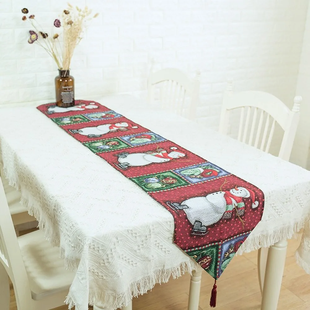 1 шт. Рождественская скатерть коврик снеговик Настольная дорожка гостиничный