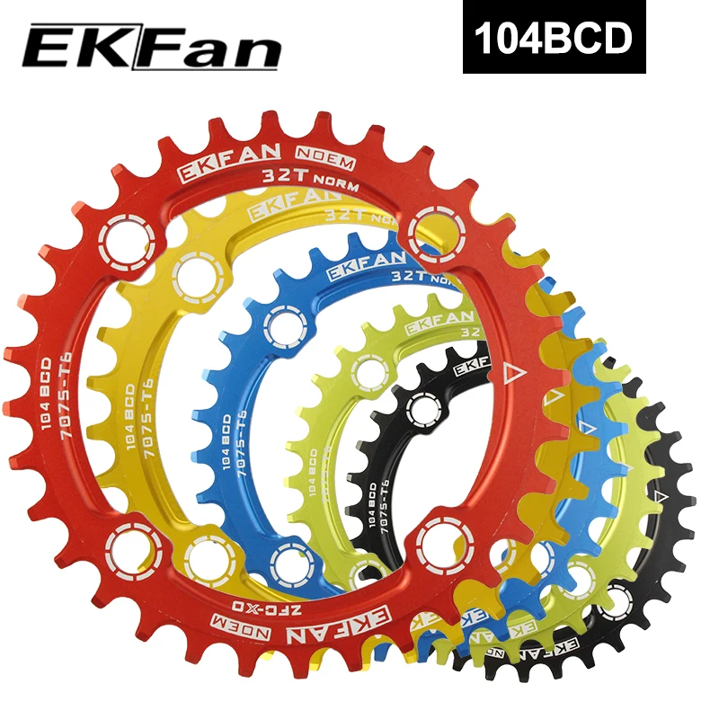 EKFan 104BCD круглая шатунная пластина 30T 32T 34T 36T 38T для велосипедных колес фиолетовая и