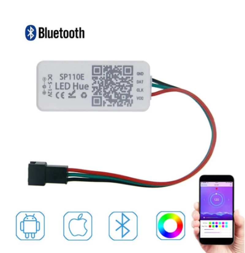 SP110E Bluetooth пиксельный контроллер света WS2811 WS2812B WS2812 диммер SK6812 RGB RGBW APA102 WS2801 пикселей Светодиодная лента IOS Android