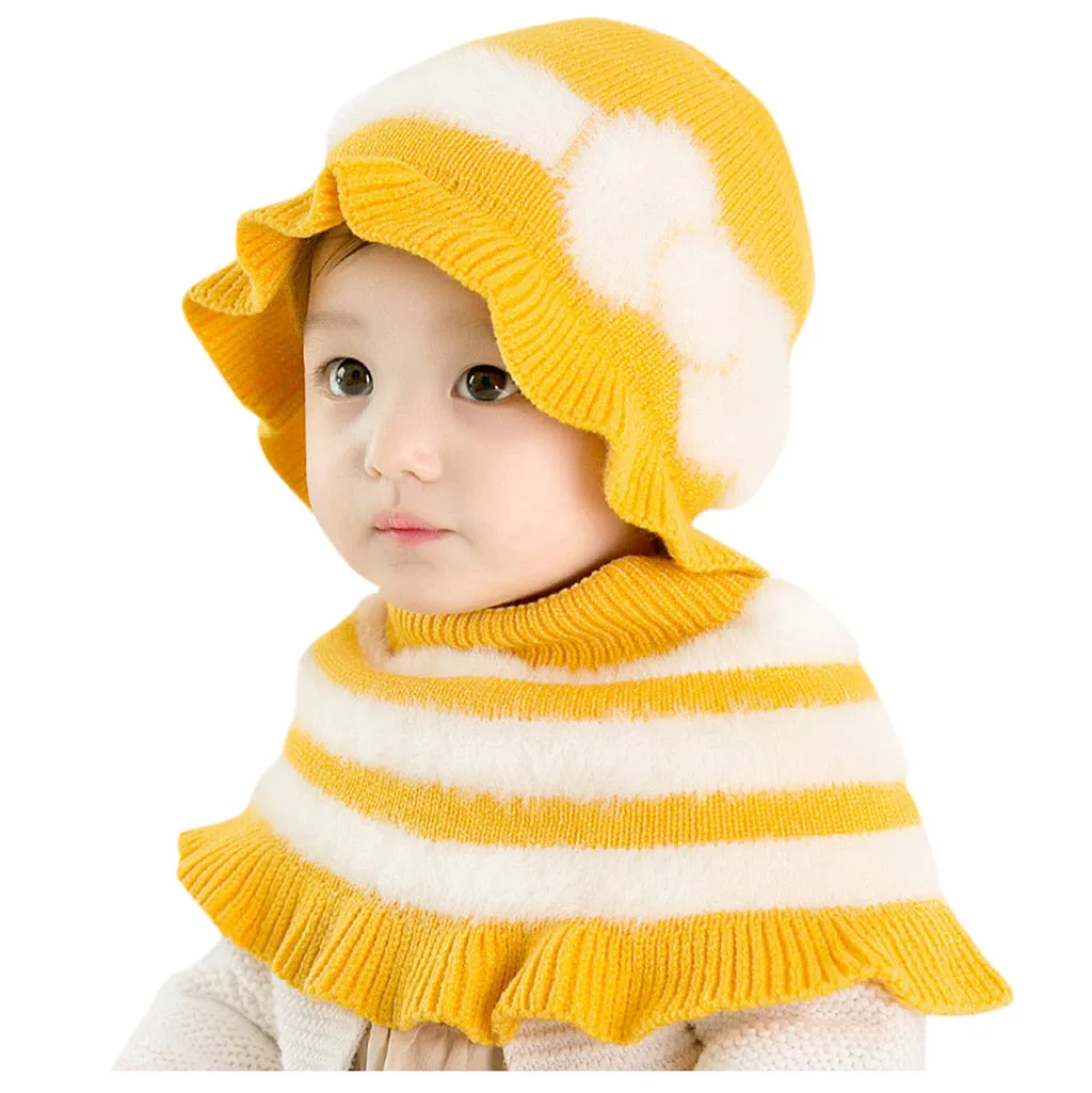 Baby Short Plush Boy Girl Knitted Children's Lovely Soft Hat+shawl Two Piece Newborn Photography Props#ew