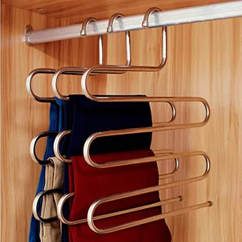 

5-Layer Clothes Pants Hanger Trouser Multi Layers Storage Rack Wardrobe Organizer Stainless Steel Necktie Shelf Space Saver