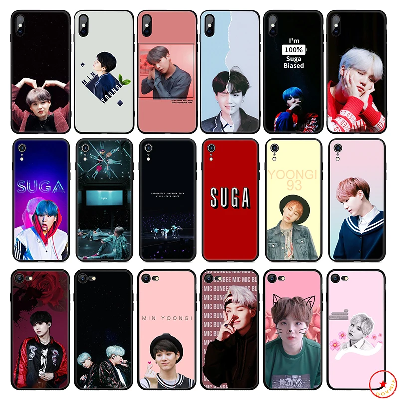 

Suga K Pop Min Yoongi K Pop Soft Silicone Phone Case for iPhone 11 Pro Xs Max X or 10 8 7 6 6S Plus 5 5S SE Xr 6 Plus 7Plus 8
