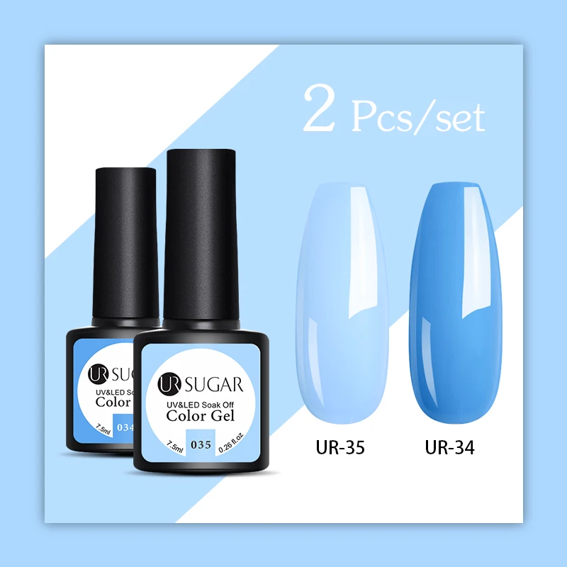 2pcs Ur Sugar 2 шт Блестящий УФ-гель набор розовый Красный Цветной Гель-лак для ногтей Гибридный полуперманентный впитывающий гель для ногтей маникюрный лак - Цвет: 2pcs