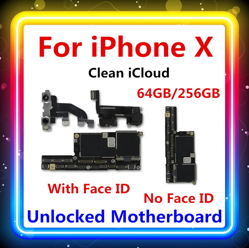 

Factory Unlock Tested For iPhone X Motherboard With/withtout Face ID Original for iPhone X mainboard 64gb/256gb for replacement